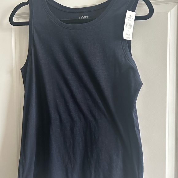 LOFT Blue Tank Top with Scoop Neck - Picture 1 of 4